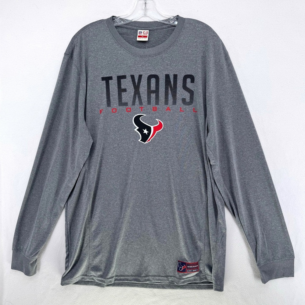 NFL Ultra Game Houston Texans Shirt Mens XL Grey Long Sleeve Football Activewear